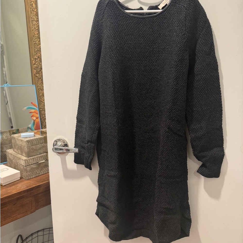 LOFT Charcoal Textured Knit Dress